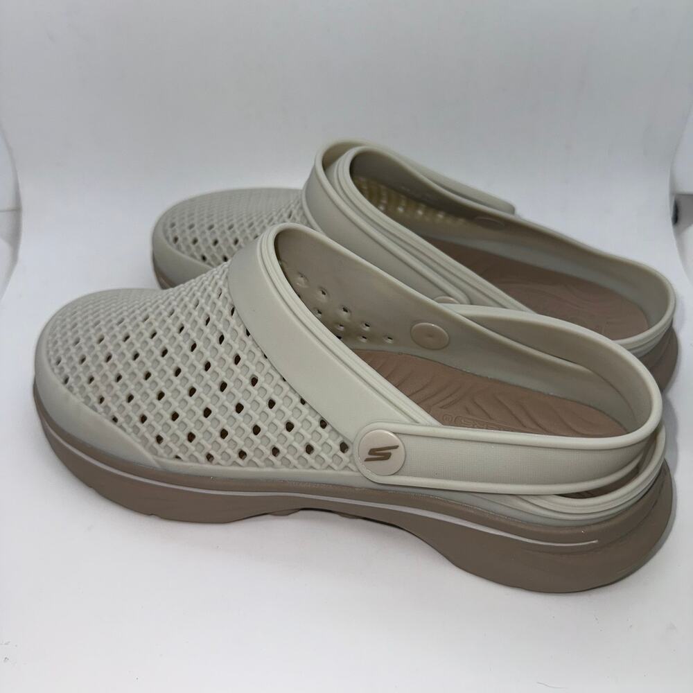 Skechers Foamies GO WALK 7 Joyous Mules Clogs Women’s Size 8 Beige Slip On